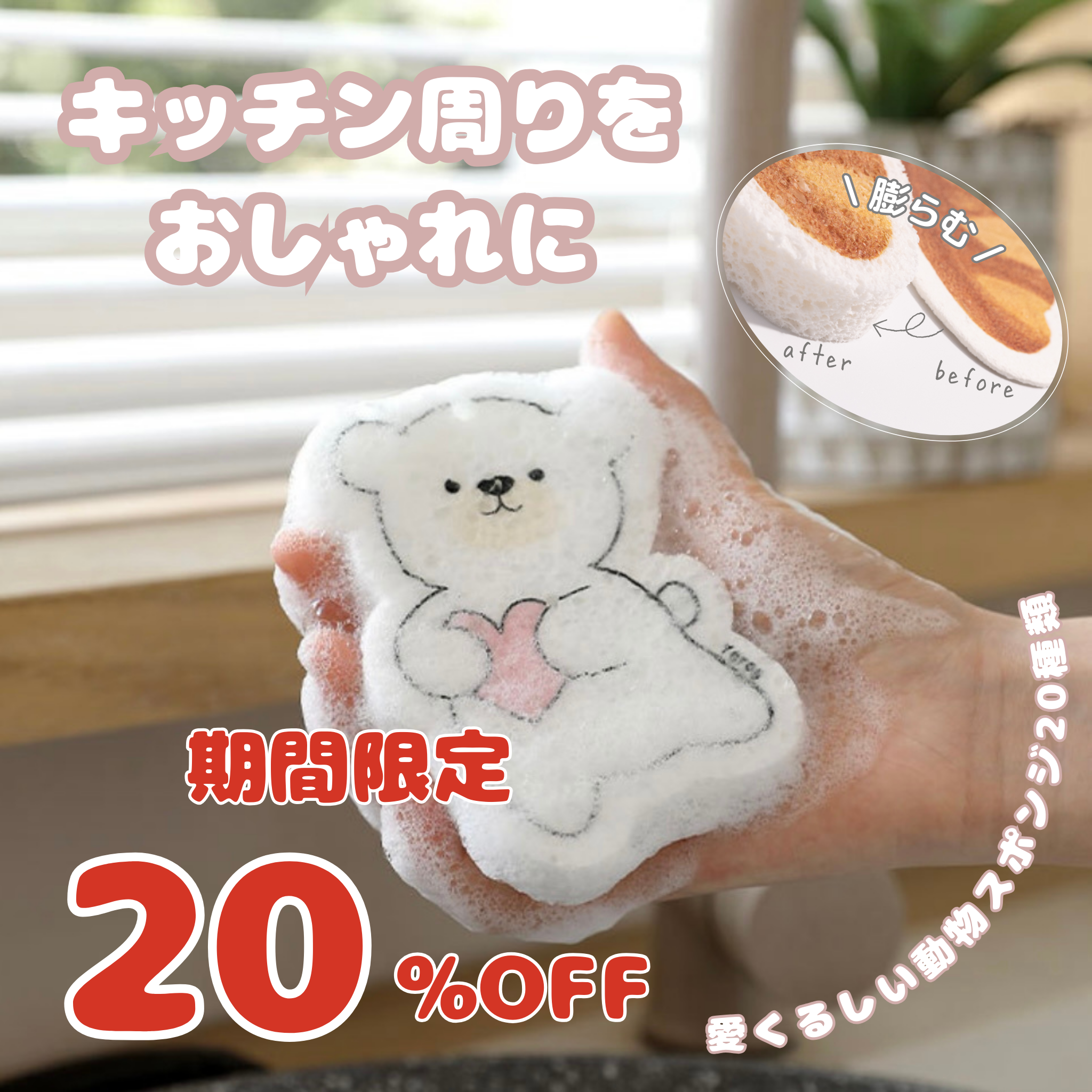 【期間限定セール】木材パルプスポンジ全品20%OFF!!